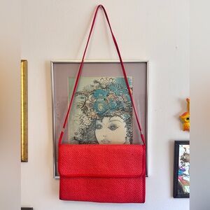 Vintage 1960s/70s Red Woven Shoulder Bag
